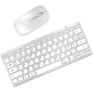 Imagem de KIT Teclado e Mouse Sem Fio Bluetooth Compatível Tablet Macbook iPad i