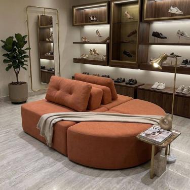 Imagem de Sofá Modular Cielo 4 Lugares Design Orgânico Moderno 204cm Bouclê Terracota - Montanari...