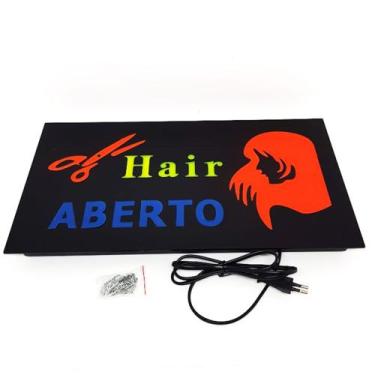 Imagem de Placa Cabeleireiro Barbearia Letreiro Luminoso Neon Painel Led fluores