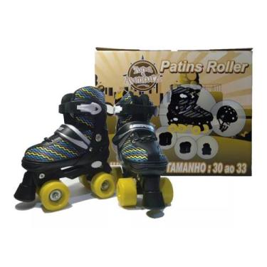 Imagem de Patins Infantil Inline 4 Rodas Ajustavel 30 ao 33 Preto Com Kit De Pro