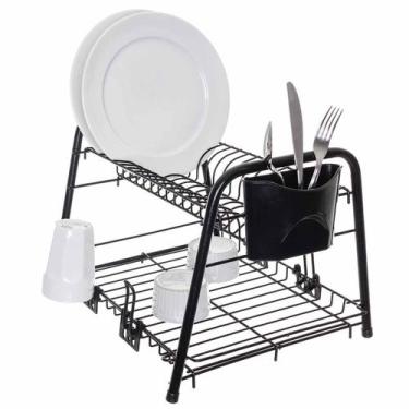 Imagem de Escorredor de Louça Aramado Duplo 16 Pratos Zurique - Metaltru, Branco