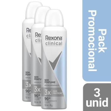 Imagem de Kit 3 Desodorante Rexona Clinical Feminino Sem Perfume 150ml