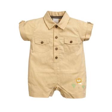 Imagem de Macacão Curto Bege Menino Anjos Baby, G, Bege
