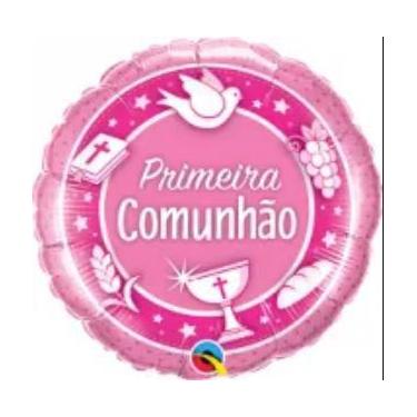 Imagem de Balao 18 redondo primeira comunhão rosa 53497 - Qualatex