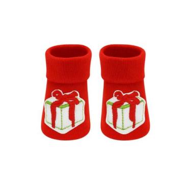Imagem de Meia Para Bebê Pantufa 3d 0 a 6 Meses Unissex Especial Natal Encantado