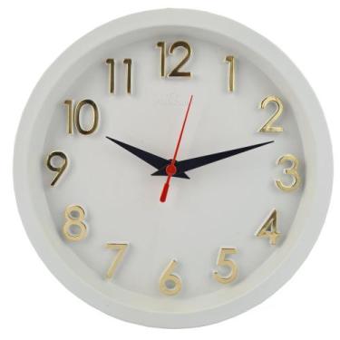 Imagem de Relógio de Parede 3D Decorativo Sigma Branco Com Dourado - PlasHome