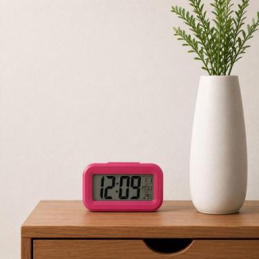 Imagem de Relógio De Mesa Digital Alarme Despertador Função Soneca Data Hora Ind