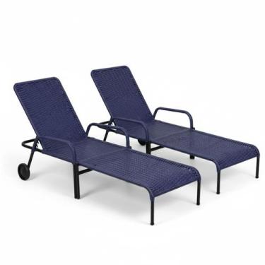 Imagem de Kit 2 Espreguiçadeiras Fibra Sintética - Type Decor, Azul Marinho