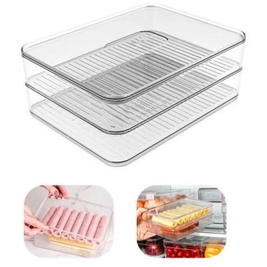 Imagem de Porta Frios Clear Duplo Organizador Acrílico Para Geladeira OU
