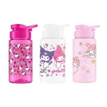 Imagem de Kit 3 Garrafinha Infantil 500ml Tampa Higiênica Meninas Super Poderosa
