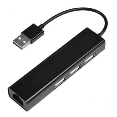 Imagem de Hub USB 2.0 A-HUB40 com 3 Portas USB 2.0 e Conexão RJ-45 Preto Satellite Desempenho Confiável