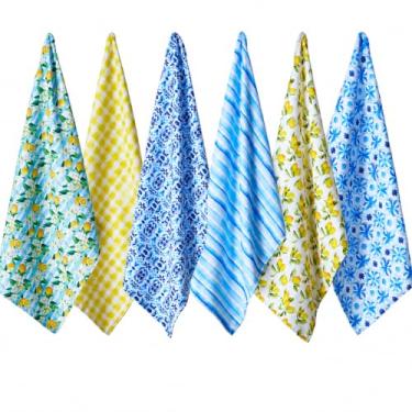 Imagem de Pano de Prato Cozinha Atoalhado felpudo Estampado | Pano de copa Kit de 6 peças grande 45x58 | Com Bainha | Ultra macio absorvente secagem rápida | Com alça para pendurar
