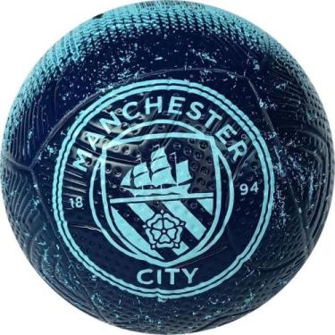 Imagem de Bola de futebol pvc / pu numero 5 preta / azul manchester city - Macca