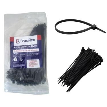 Imagem de Abraçadeira Nylon Preta 150mm x 3,6mm 100 Peças Brasiflex