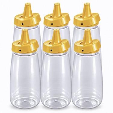 Imagem de Bisnaga com tampa Flip amarela de mostarda 520ml 6 unidades Plasutil r
