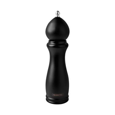 Imagem de Moedor de Pimenta e Sal Churrasco Black Cerâmica Pino Regulagem Metálico Recipiente de Madeira Preto Tramontina