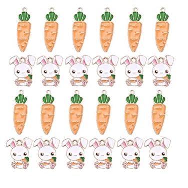 Imagem de LUOZZY 40 peças de pingentes de cenoura de coelho de Páscoa para fabricação de joias, pingentes de Páscoa para pulseiras, brincos, colares, pingentes de páscoa DIY