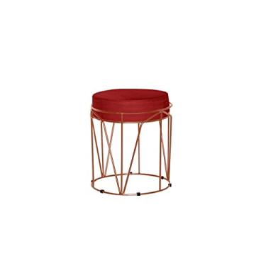 Imagem de Puff Aramado Redondo Bronze Babu Veludo Vermelho - V&G Decor