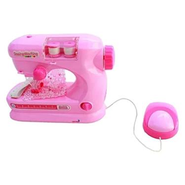 Imagem de Brinquedo Máquina de Costura Infantil Mini Atelie com Linha e Tecido Rosa Claro Importway - BW035RS