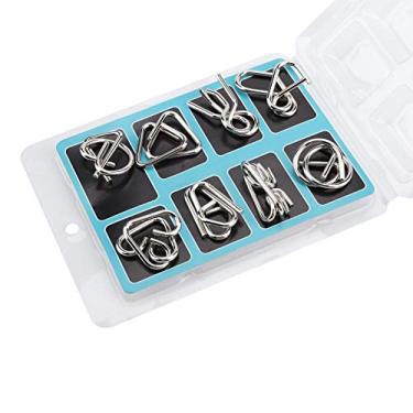 Imagem de Conjunto de quebra-cabeças de arame de metal, jogo de desbloqueio de desbloqueio de pequeno avançado Quebra-cabeças 8 unidades com cultura chinesa para jogos de festa para(Tipo B)