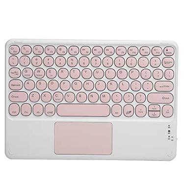 Imagem de Teclado Bluetooth, teclado portátil ultra-fino touchpad redondo teclado sem fio, antiinterferência, conexão estável, digitação suave, carregamento USB (rosa)