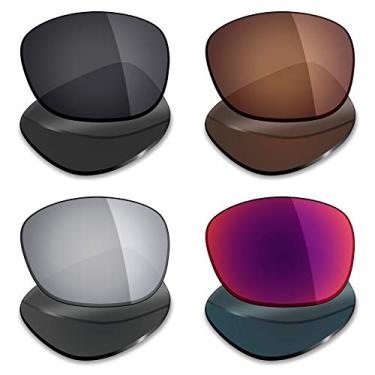 Imagem de Mryok 4 pares de lentes polarizadas de substituição para óculos de sol Oakley Drop In – Stealth preto/marrom bronze/prata titânio/sol da meia-noite