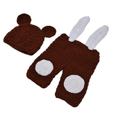 Imagem de Macacão de gorro de tricô com foto de bebê, lavável, macio, fofo, infantil, calça de algodão misturada para estúdio fotográfico para recém-nascidos