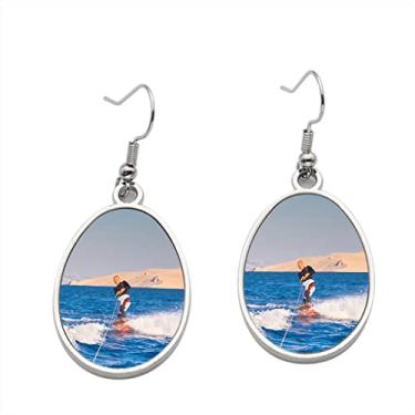 Imagem de Brinco Wakeboarder no pôr do sol - Brincos pendurados para meninas - Presente de festa de aniversário dos namorados, Metal, Sem pedras preciosas