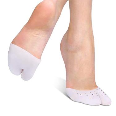 Imagem de Metatarsosal Pads Toe Separators,Protetores de dedo de gel com almofadas metatarsais, mangas de dedo para mulheres, almofada de bola de pé para remoção de milho, almofada de calos e almofadas de bolhas, 1 par de protetores de dedos e capas de dedo, Toe Caps