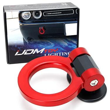 Imagem de iJDMTOY (1 Anel Universal Estilo Corrida Gancho de Reboque Visual Decoração Compatível com Qualquer Carro SUV Caminhão (não Funcional, Decorativo Final)iJDMTOY vermelho AA2240-Red