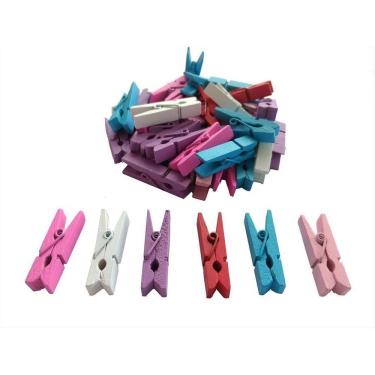 Imagem de Mini Pregador De Madeira Coloridos Com 48 Unidades 35Mm