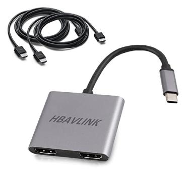Imagem de Adaptador USB C para HDMI duplo para monitor 4K duplo 【com/2 pacote de cabo HDMI】 Esta??o de ancoragem para laptop WAVLINK Divisor USB C para HDMI Extend display, compatível com Thunderbolt 3.0/4.0