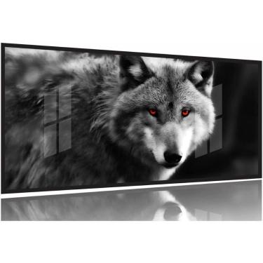 Imagem de Quadro Decorativo Lobo Preto e Branco 130x60 Moldura Preta 2x2