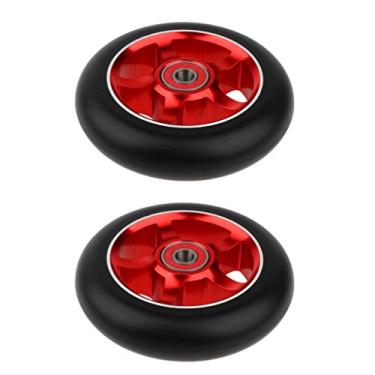 Imagem de LoveinDIY 2 peças rodas de scooter de 100 mm/3,9" com rolamentos - núcleo de liga de alumínio - vermelho