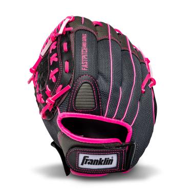 Imagem de Franklin Sports Luva de softball para meninas – Moinho de vento feminino Fastpitch + Luva de softbol Slowpitch – Luva de softball rosa – de mão esquerda adulto + jovem – 28 cm