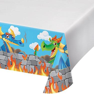 Imagem de Creative Converting Toalha de mesa de plástico com estampa de borda, dragões