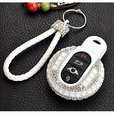 Imagem de CSHU Porta-chaves do carro capa porta-chaves Porta-chaves com anel, adequado para Bmw Mini Cooper F56 F55 F54 F60 R55 R56 R59 R60 R61 One S Clubman, branco