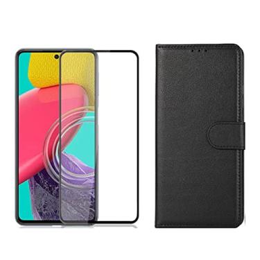 Imagem de Kit Capa Carteira Flip + Pelicula Cerâmica Compatível Samsung Galaxy M13 M23 M52 M53 (Galaxy M62)