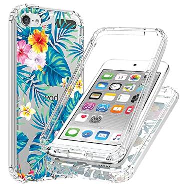 Imagem de Vokuha Capa para iPod Touch 6/iPod Touch 5/iPod Touch 7 capa para meninas, capa protetora à prova de choque de TPU transparente floral bonito para iPod Touch 5/6/7 (flores e folhas)