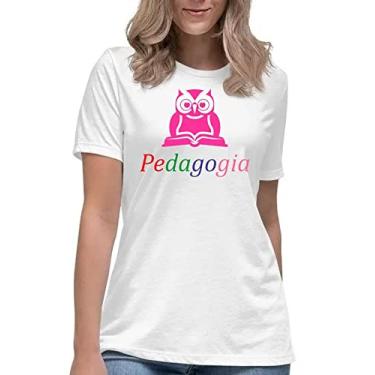 Imagem de Camiseta curso pedagogia camisa faculdade universitária Cor:Branco;Tamanho:XG