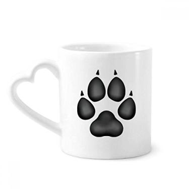 Imagem de Caneca com estampa preta de garras de cachorro adorável caneca de cerâmica copo de coração de vidro