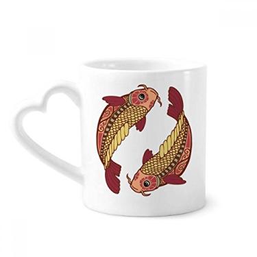 Imagem de Caneca com símbolo do zodíaco da constelação de Peixes caneca de café cerâmica copo de coração de vidro