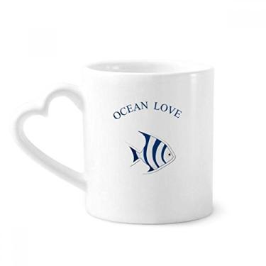Imagem de Caneca azul peixe tropical oceano amor mar vela café cerâmica copo de coração de vidro
