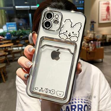 Imagem de Bolsa de bolso para cartão de foto capa para iphone 13 11 12 14 pro max xs xr x 8 7 6 s plus chapeamento bonito urso coelho capa de telefone macia, estilo 01, para iphone 7 8
