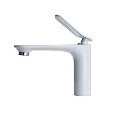 Imagem de LIDON Torneira de banheiro torneira de pia preta torneira de pia preta banheiro 1 furo torneira de furo único torneira de lavatório preto torneira de lavatório de latão preto para cozinha, preto B (cor: branco A)