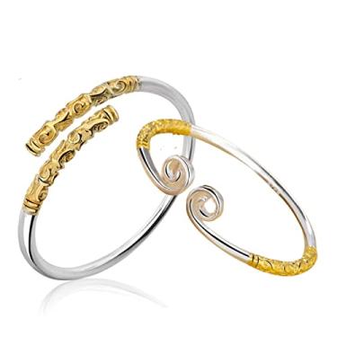 Imagem de Pulseira Do Rei Macaco AjustáVel Pulseira De FeitiçO De Banda Apertada, Te Amo 10.000 Anos Mulheres Homens Pulseira Casal (platina)