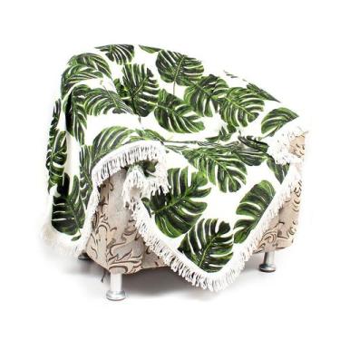 Imagem de Manta Para Sofá Verde Costela De Adão 2,30M X 1,50M Com Franja Tecido