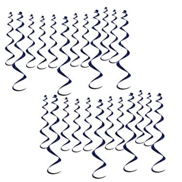 Imagem de Beistle 24 espirais de plástico metálico para pendurar em festa de aniversário, chá de bebê, celebração de formatura, recepção de casamento, 34 cm e 63 cm, azul marinho