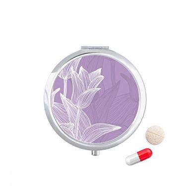Imagem de Porta-comprimido de bolso com ilustração de tulipa de flor para viagem, caixa de armazenamento de medicamentos, dispensador de espelho para presente