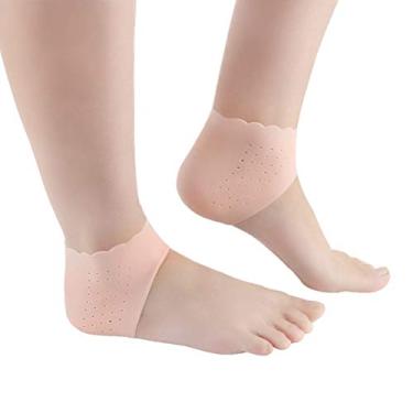 Imagem de SUPVOX 1 par de meias protetoras de calcanhar de gel de silicone para fascite plantar, calcanhar almofadado, manga para os pés, palmilha invisível com aumento do calcanhar